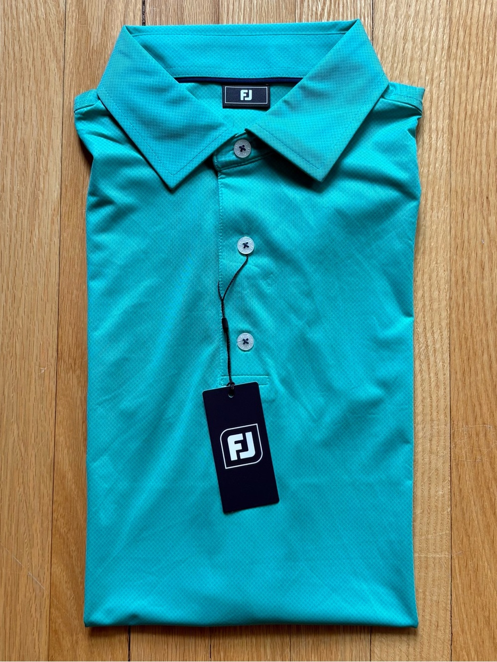 NWT FootJoy Golf Mens Short Sleeve Golf Polo Tonal Dot Print Large Emerald Green